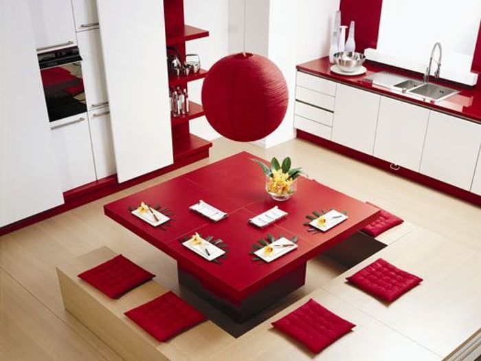 Une cuisine réinventée : vive la couleur ! elle décoration Couleur cuisine de table désign